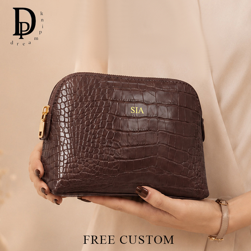 Luxury Skincare Women - Tas Kosmetik Kulit Buaya Mewah Bermotif,